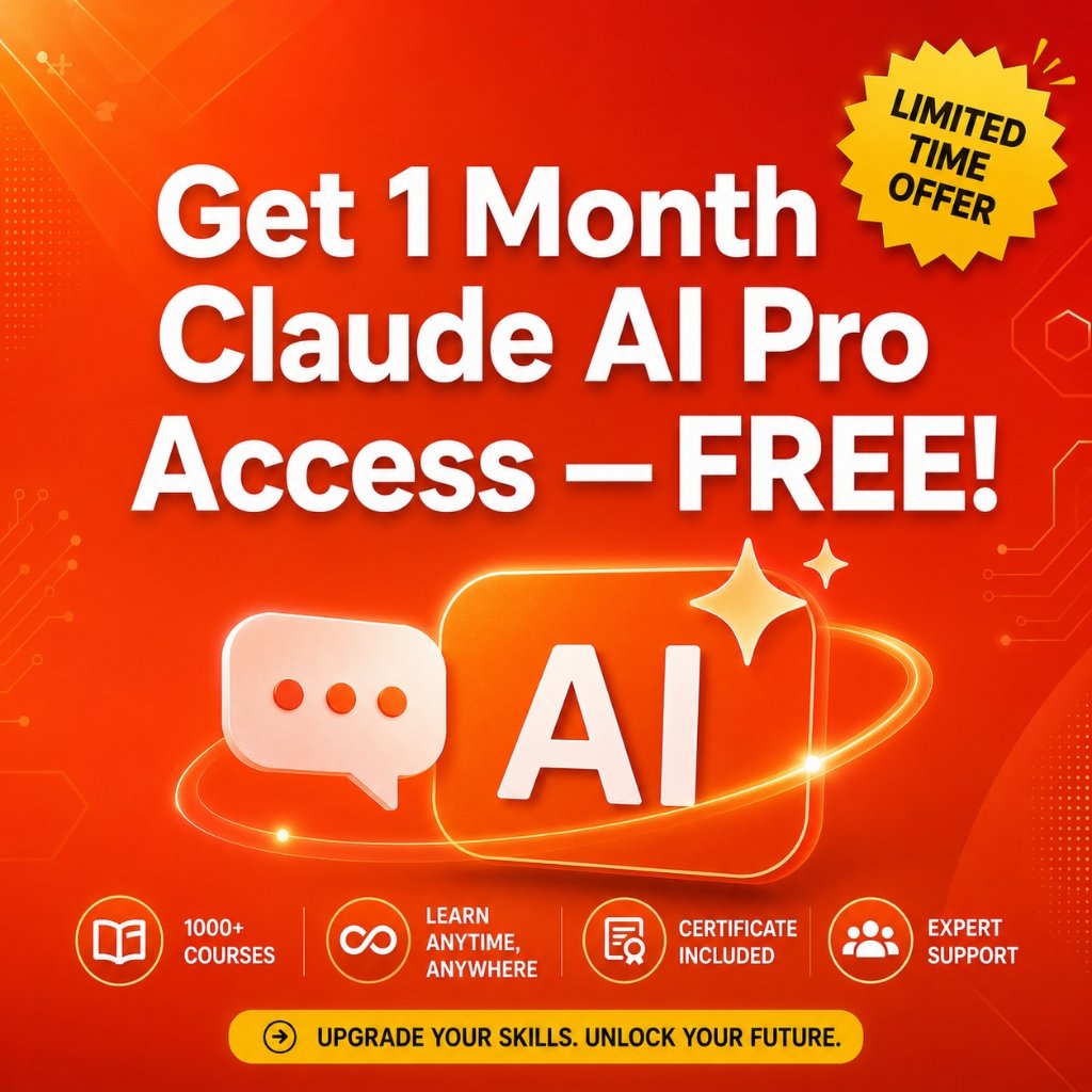 Get 1 Month Claude AI Pro Access Free Offer Poster